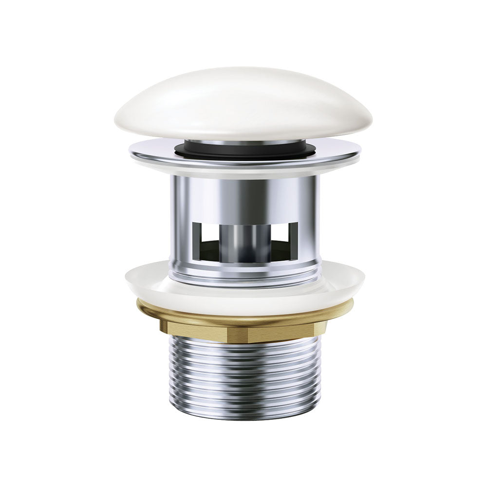 Fienza Pop-Up 32mm Overflow Basin Waste - Gloss White Ceramic Cap - WAS82