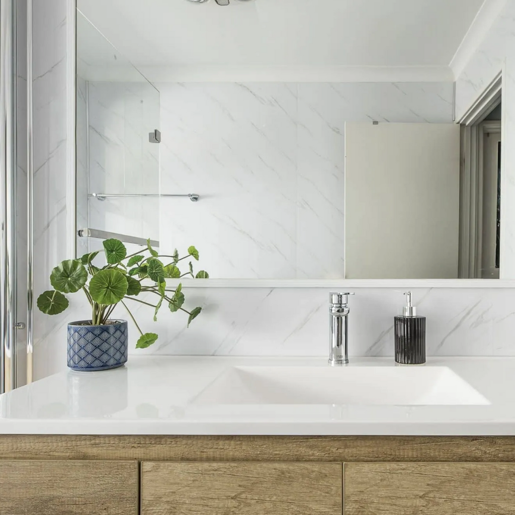 Mr Wet Wall 2400mm White Carrara Marble Gloss Panel - WWAUS001