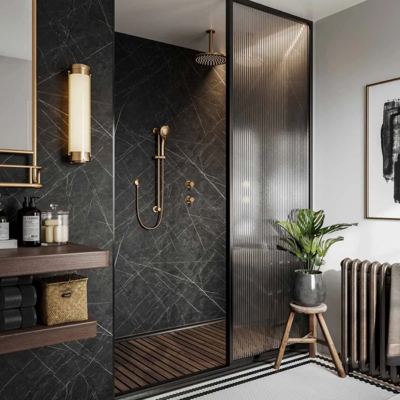 Mr Wet Wall 2400mm Black Sensa Panel - WWAUS067