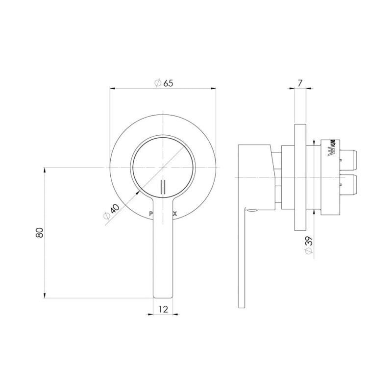 Phoenix Lexi MK II SwitchMix Shower/Wall Fit-Off Trim Only (Body Extra) - Chrome