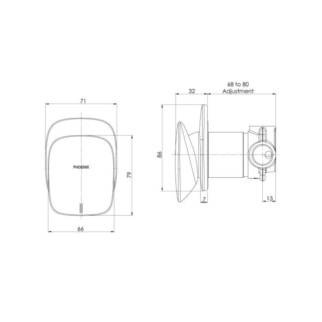 Phoenix Nuage Shower/Wall Mixer - LF Brushed Carbon - 129-7800-31-1
