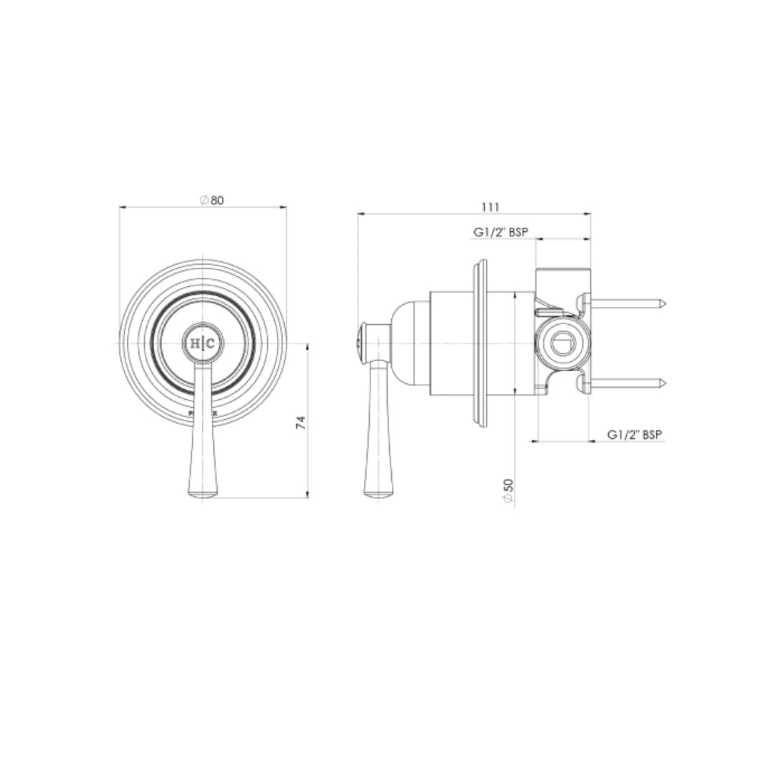 Phoenix Cromford SwitchMix Shower/Wall Mixer Trim Only (Body Extra) - Brushed Gold - 134-2805-12
