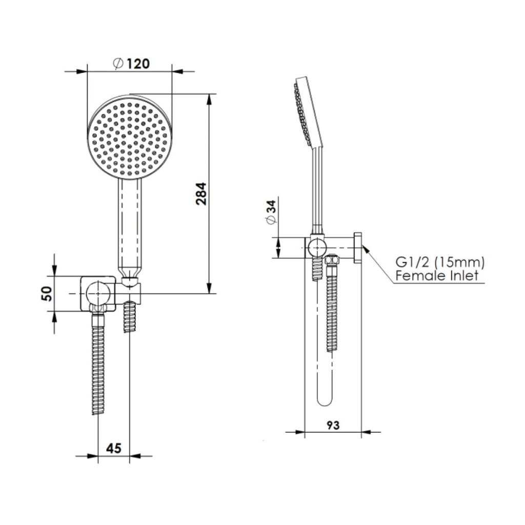 Greens Lavish Brass Handshower w/Wall Outlet Bracket - Brushed Nickel - 239104BN