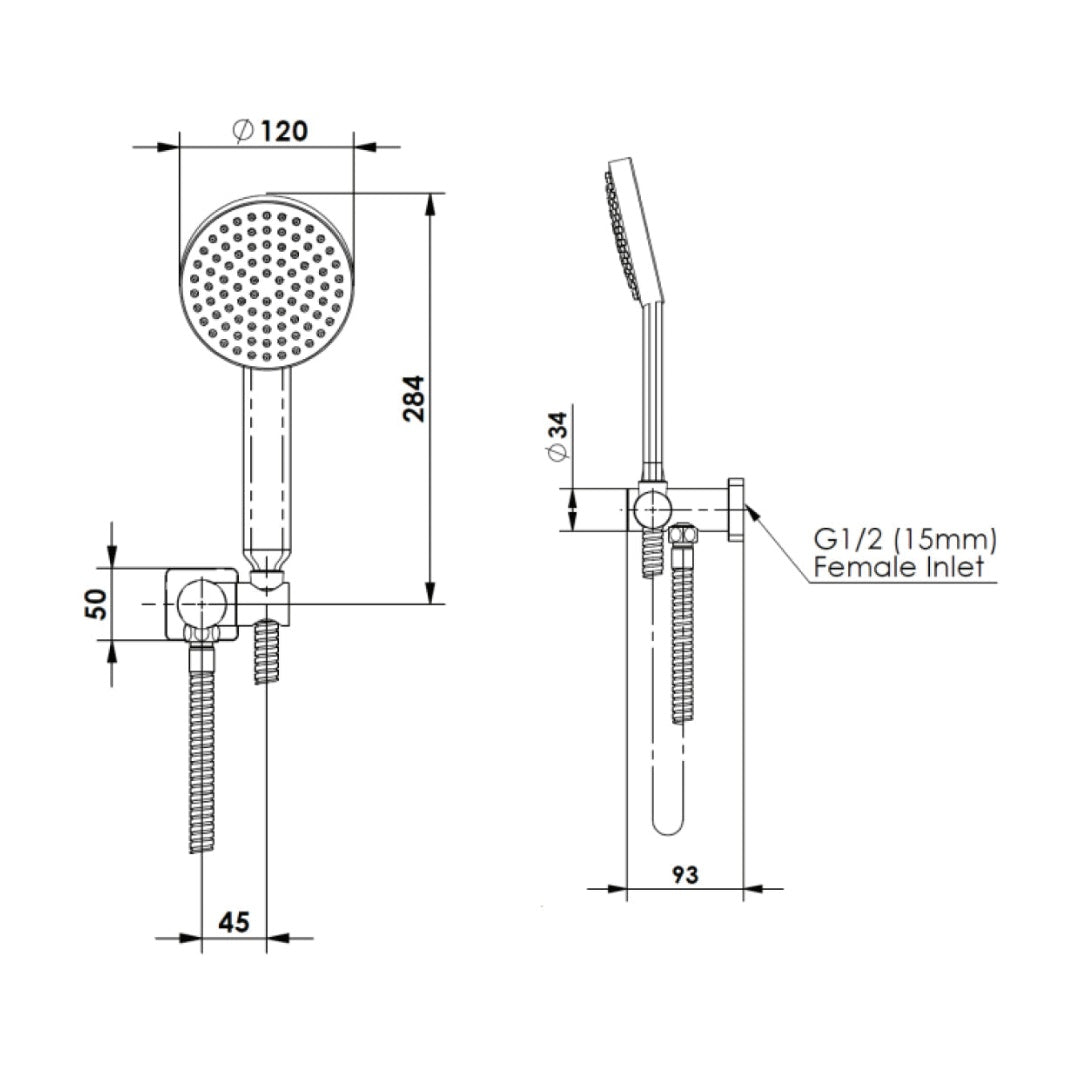 Greens Lavish Brass Handshower w/Wall Outlet Bracket - Chrome - 239104CP