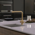 Puretec Z1 Tripla Elite 20 3-Way L-Shape Mixer Tap w/Water Filter Kit - Brushed Gold - Z1-E20-BG
