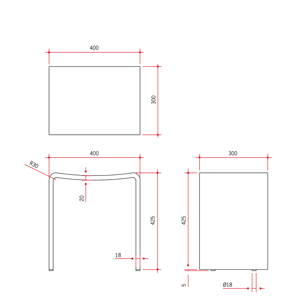 Thermogroup Willow Shower Stool 400x300mm - White - WS4030W