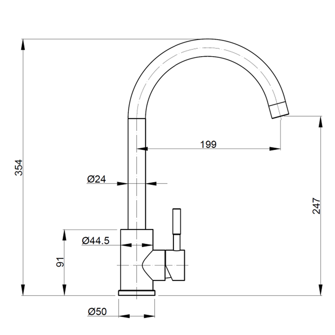 Suprema Xpressfit XPO Gooseneck Sink Mixer - Matte Black XFIT100SKM_MB