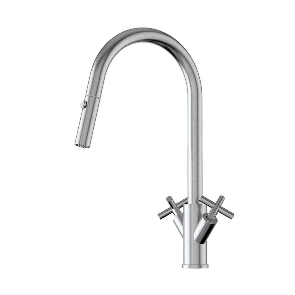 Suprema Xpressfit X-Gen 316SS Twin Handle Pull Out Sink Mixer - Satin XFIT1010RKM