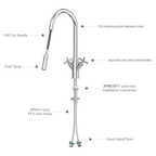 Suprema Xpressfit Xssence 316SS Twin Handle Pull Out Sink Mixer - Satin XFIT1020RKM