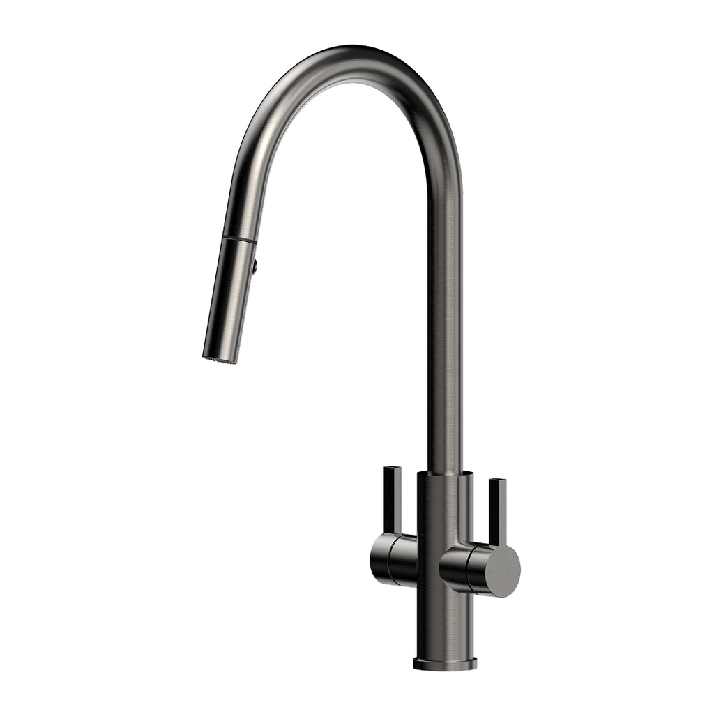 Suprema Xpressfit Xssence 316SS Twin Handle Pull Out Sink Mixer - Gun Metal XFIT1020RKM_GM