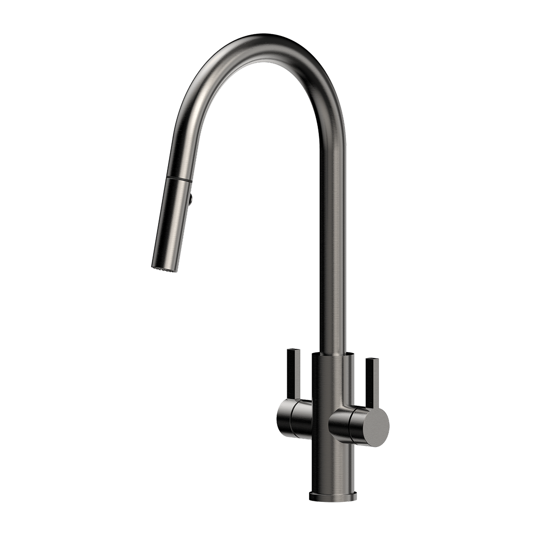 Suprema Xpressfit Xssence 316SS Twin Handle Pull Out Sink Mixer - Gun Metal XFIT1020RKM_GM