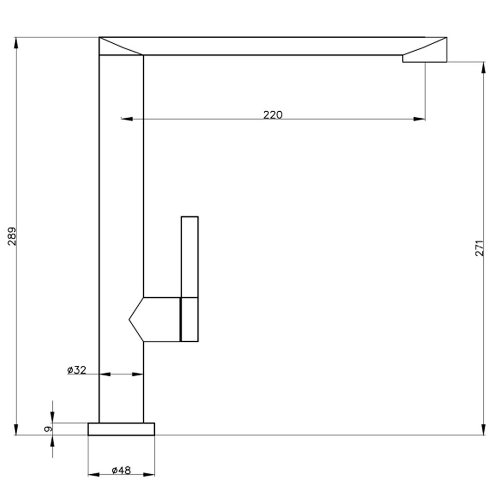Suprema Xpressfit Xcelsior Straight Neck Sink Mixer - Matte Black XFIT600SKM_MB