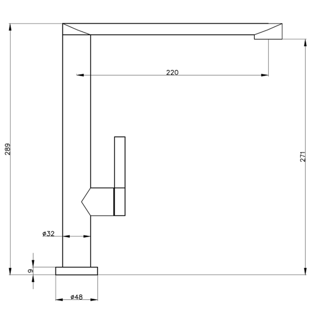 Suprema Xpressfit Xcelsior Straight Neck Sink Mixer - Matte Black XFIT600SKM_MB