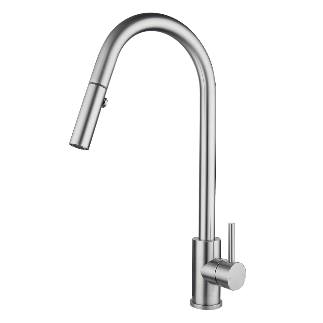 Suprema Xpressfit Xacta Gooseneck Pull-Out Sink Mixer - Satin XFIT800RKM