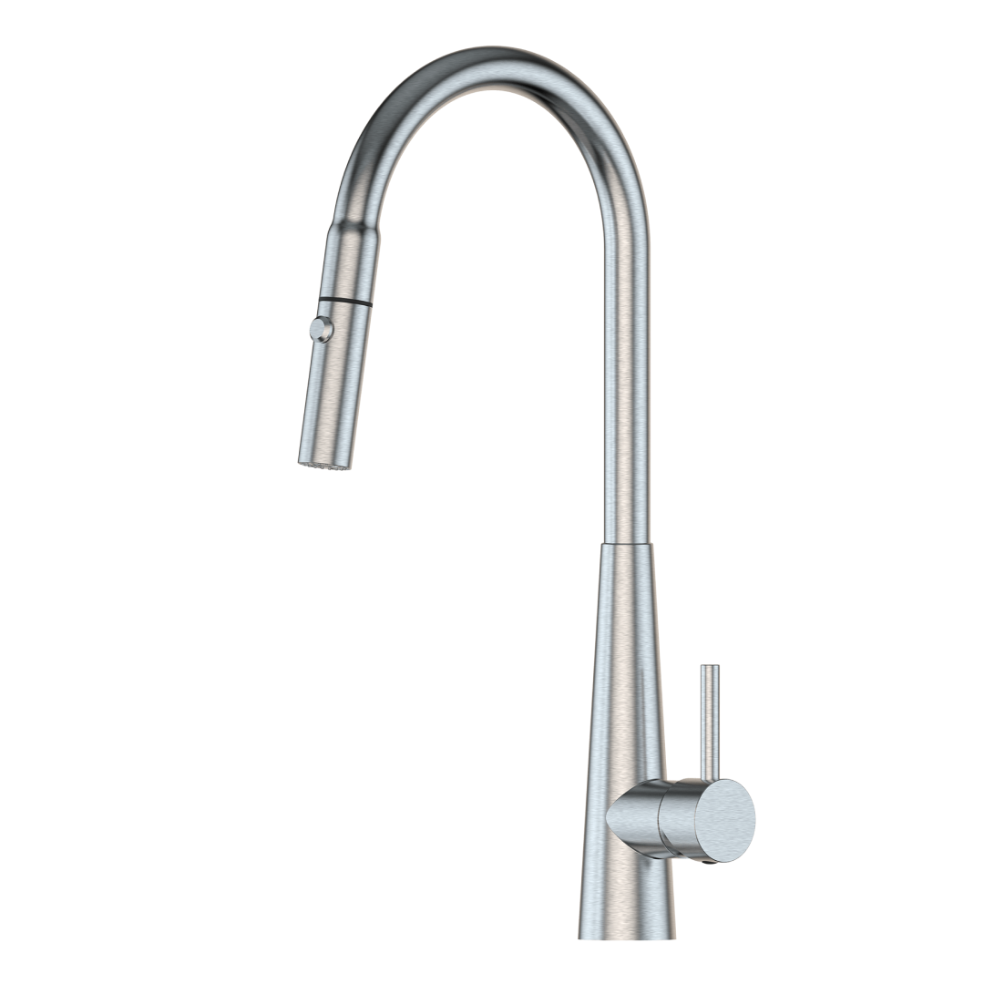 Suprema Xpressfit Xcel Gooseneck Pull Out Mixer with Dual Spray - Satin XFIT810RKM