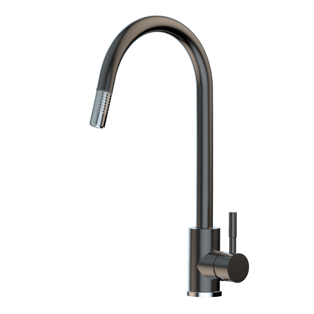 Suprema Xpressfit Xplorer Gooseneck Retractable Mini Pull Out Sink Mixer - Black and Bling XFIT900RKM_BP