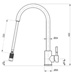 Suprema Xpressfit Xplorer Gooseneck Retractable Mini Pull Out Sink Mixer - Black and Bling XFIT900RKM_BP