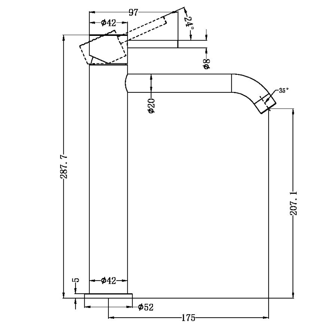 Nero Zen SS316L Handless Tall Basin Mixer - LF Brushed Nickel - NR162201CBN