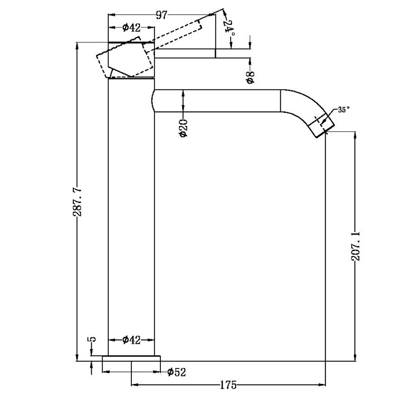 Nero Zen SS316L Handless Tall Basin Mixer - LF Graphite