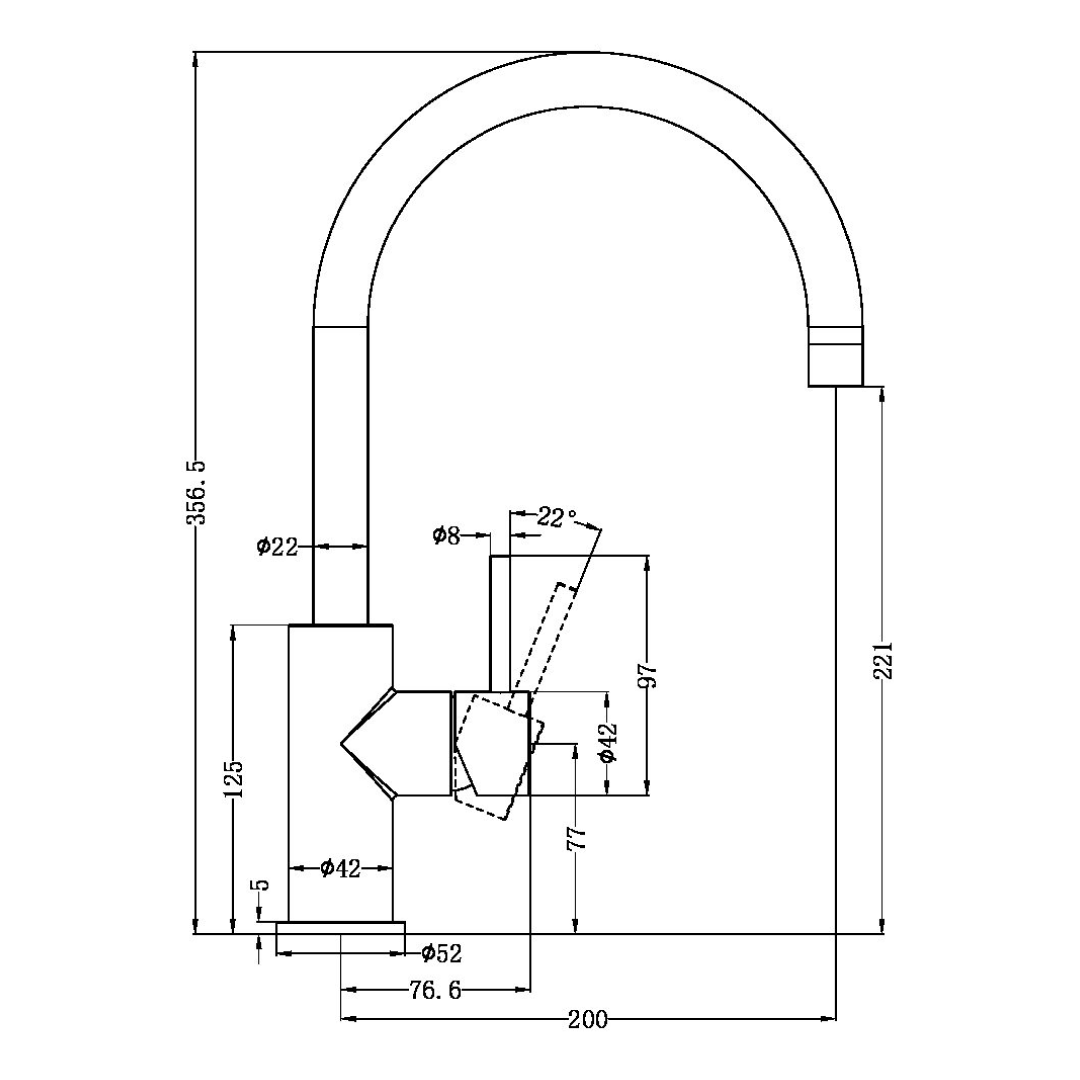Nero Zen SS316L Kitchen Sink Mixer - LF Graphite - NR162207GR