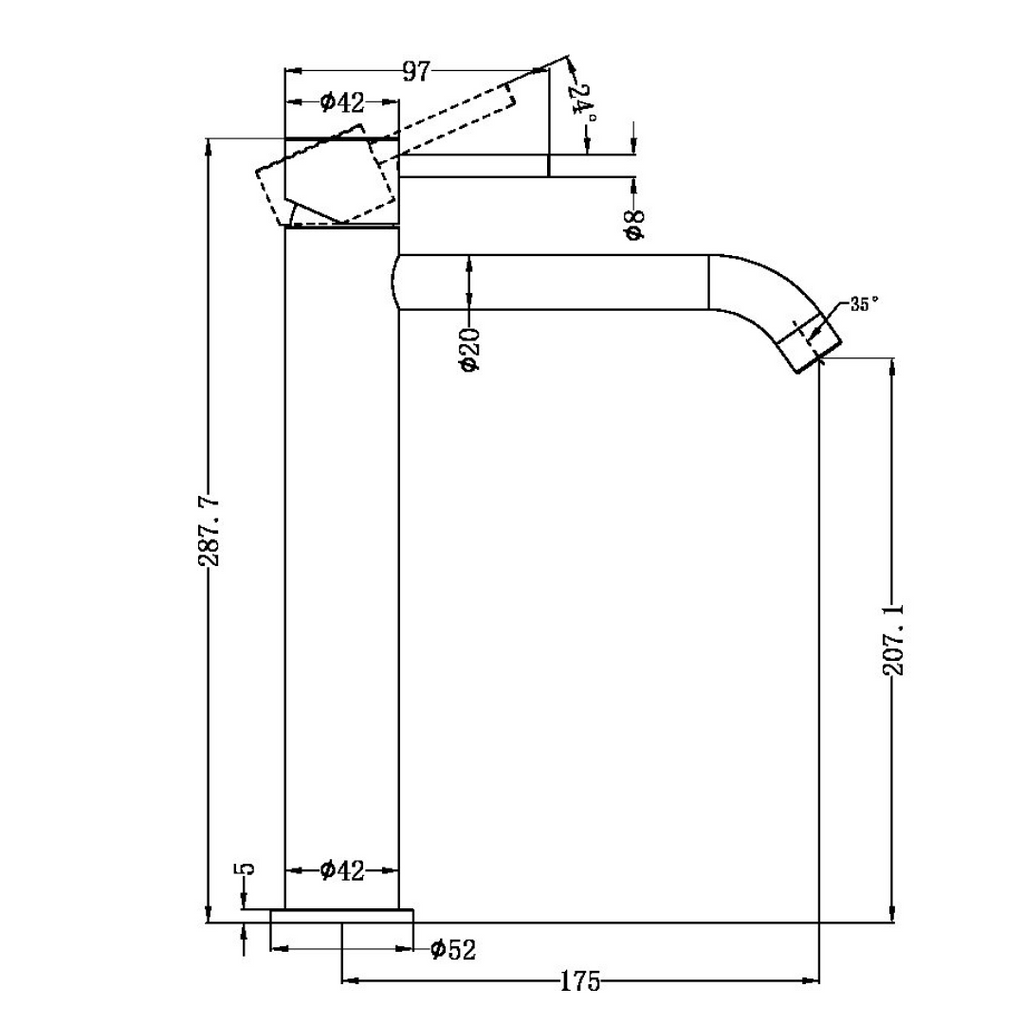 Nero Zen SS316L Tall Basin Mixer - LF Graphite - NR162201AGR