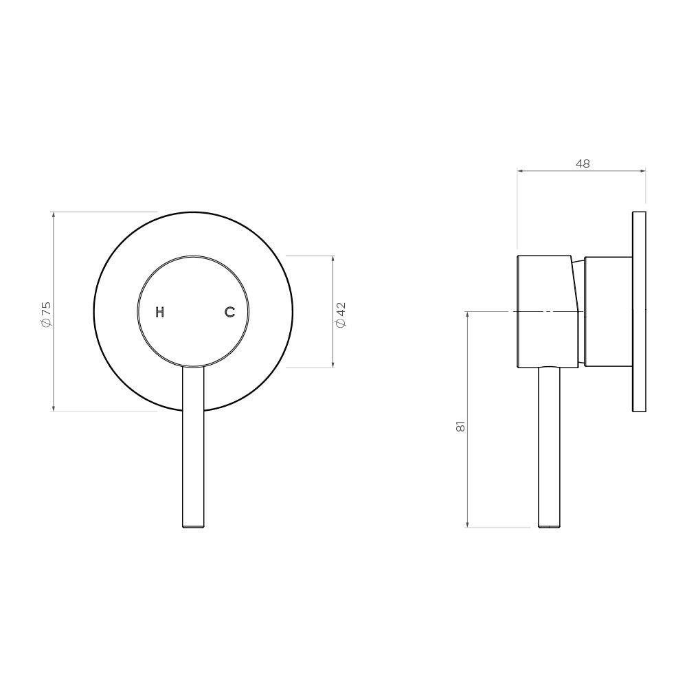 Arcisan Axus Pin Bath & Shower Wall Mixer Includes In-Wall Body - Chrome - AX16300 + ARB0130