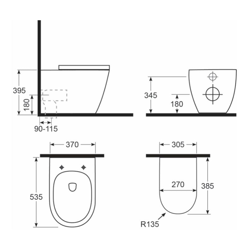Argent Grace Neu Wall Faced Toilet Package - Cass Brothers