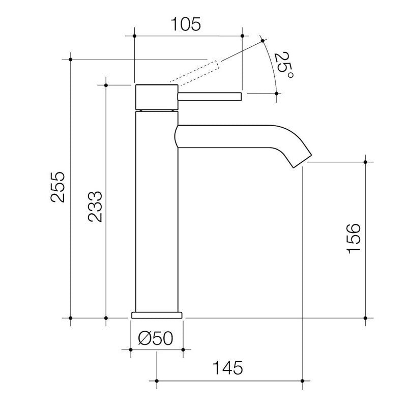 Caroma Liano II MId Tower Basin Mixer Specification