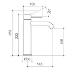 Caroma Liano II MId Tower Basin Mixer Specification