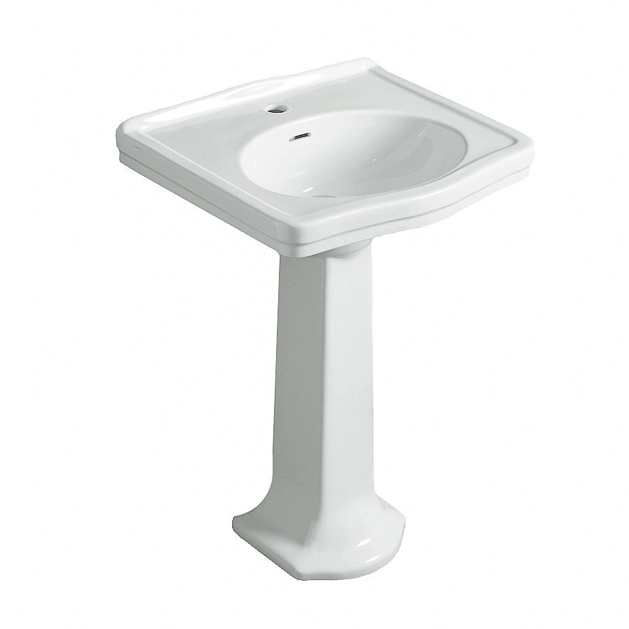 Turner Hastings Claremont 58 x 45 Pedestal Basin - Gloss White - 1 Tap Hole - CL582BP-1TH