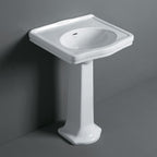 Turner Hastings Claremont 58 x 45 Pedestal Basin - Gloss White - No Tap Hole - CL582BP-NTH