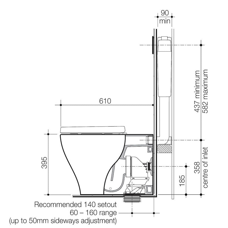 Caroma Luna Cleanflush® Invisi Series II® Wall Faced Toilet Suite specifications