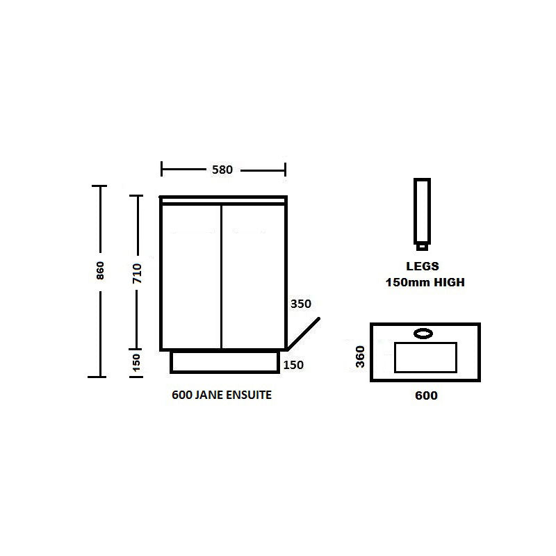 Ledin Jane Ensuite 600 Freestanding Vanity Spec