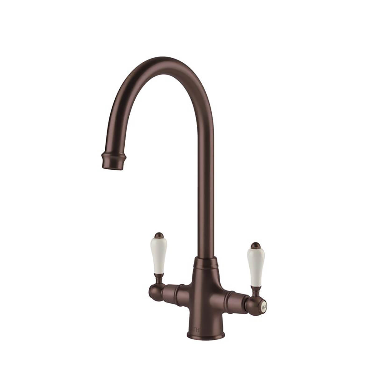 Turner Hastings Ludlow Double Mixer Tap with White Lever Handles - English Bronze - LU110DM-EB