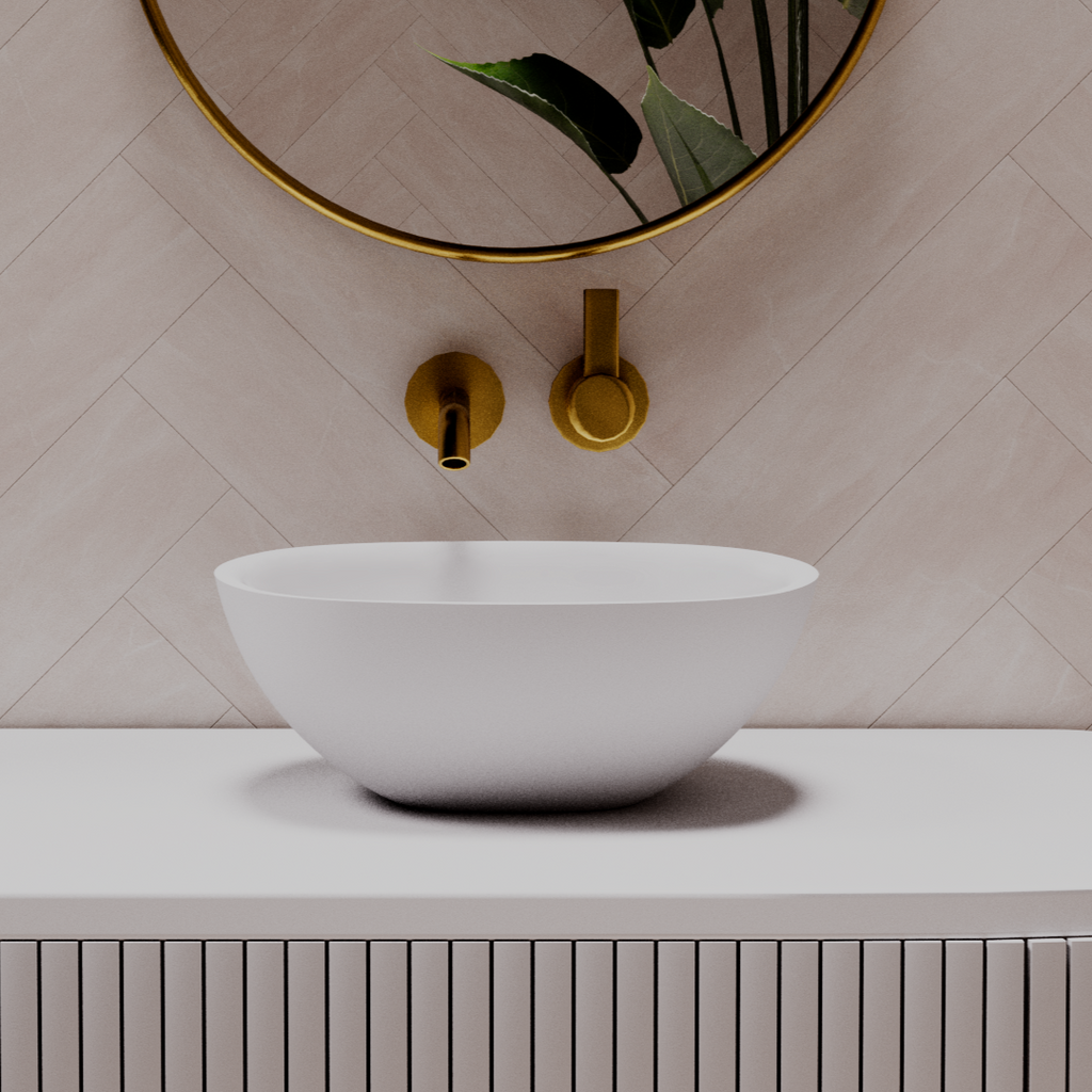 Pietra Bianca Marcello Above Counter Basin 450mm - White Onyx - PB3009-WO