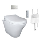 TOTO MH Wall Faced Toilet and Washlet w- Remote Control, Stainless Steel Flush Panel (Oval Buttons) - CW163EA + TCF4732AT + Q731-0101-A1 + MB175M