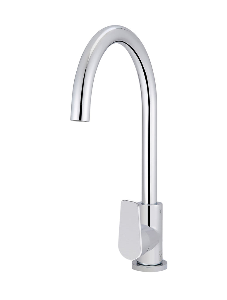 Meir Round Paddle Gooseneck Kitchen Mixer - Polished Chrome MK03PD-C