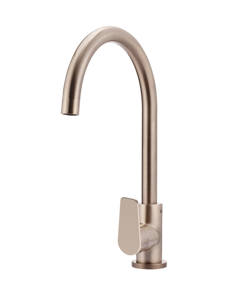 Meir Round Paddle Gooseneck Kitchen Mixer - Champagne MK03PD-CH