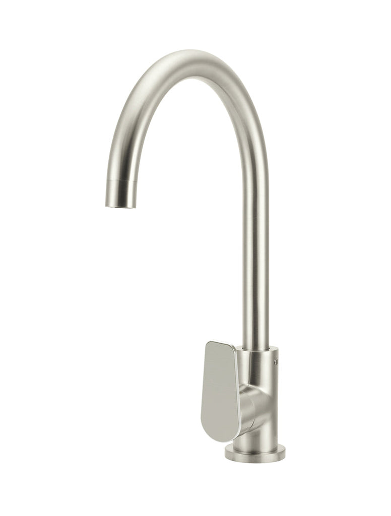 Meir Round Paddle Gooseneck Kitchen Mixer - PVD Brushed Nickel MK03PD-PVDBN