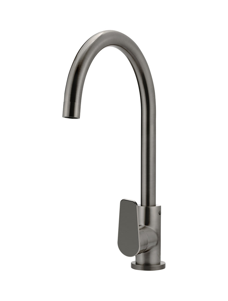 Meir Round Paddle Gooseneck Kitchen Mixer - PVD Shadow Gun Metal MK03PD-PVDGM