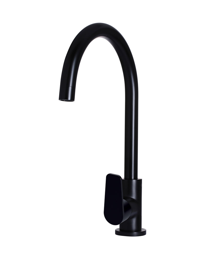 Meir Round Paddle Gooseneck Kitchen Mixer - Matte Black MK03PD