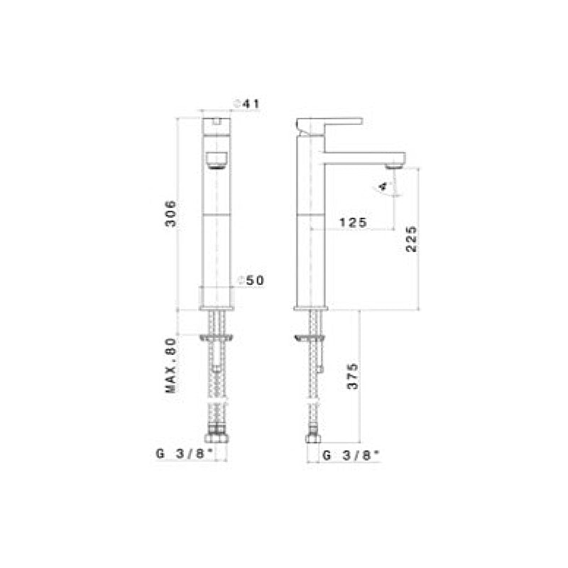 Newform Ergo High Basin Mixer Colour Spec