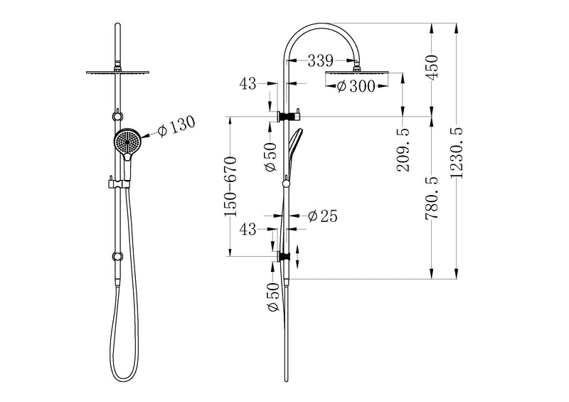 Nero Opal Twin Shower With Air Shower II - Brushed Bronze