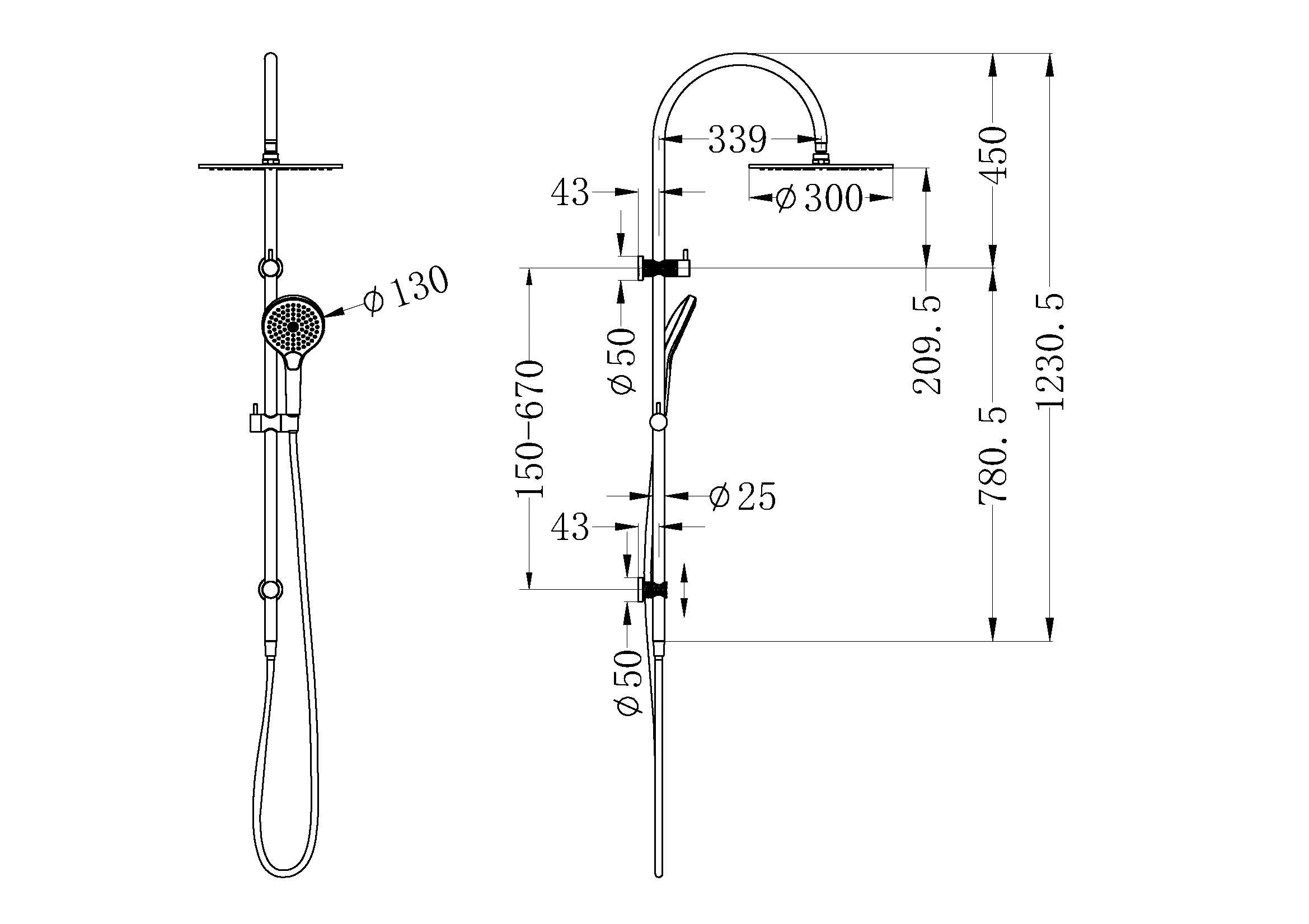 Nero Opal Twin Shower With Air Shower II - Brushed Nickel - NR251905HBN
