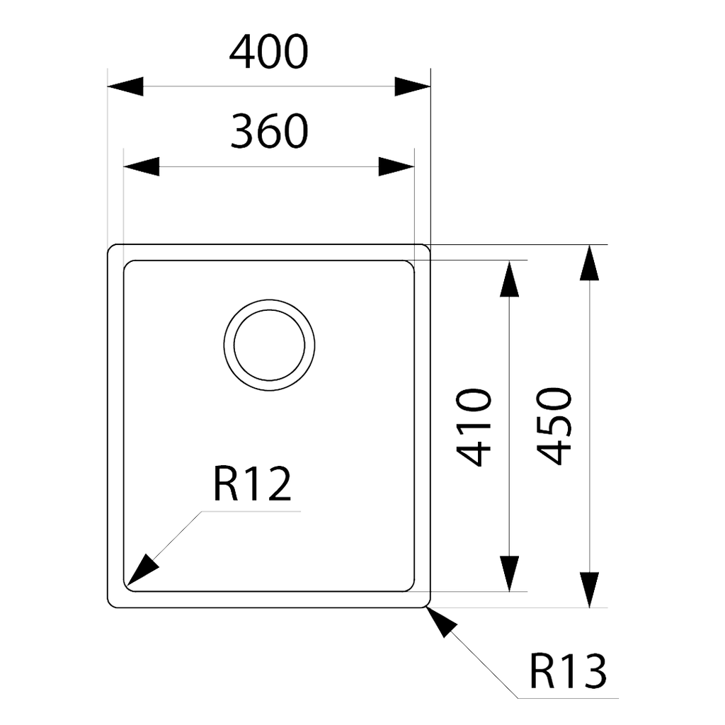 Franke Bolero BOX210-36 360mm Single Bowl Sink - Stainless Steel - BOX21036