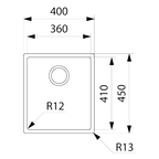 Franke Bolero BOX210-36 360mm Single Bowl Sink - Stainless Steel - BOX21036