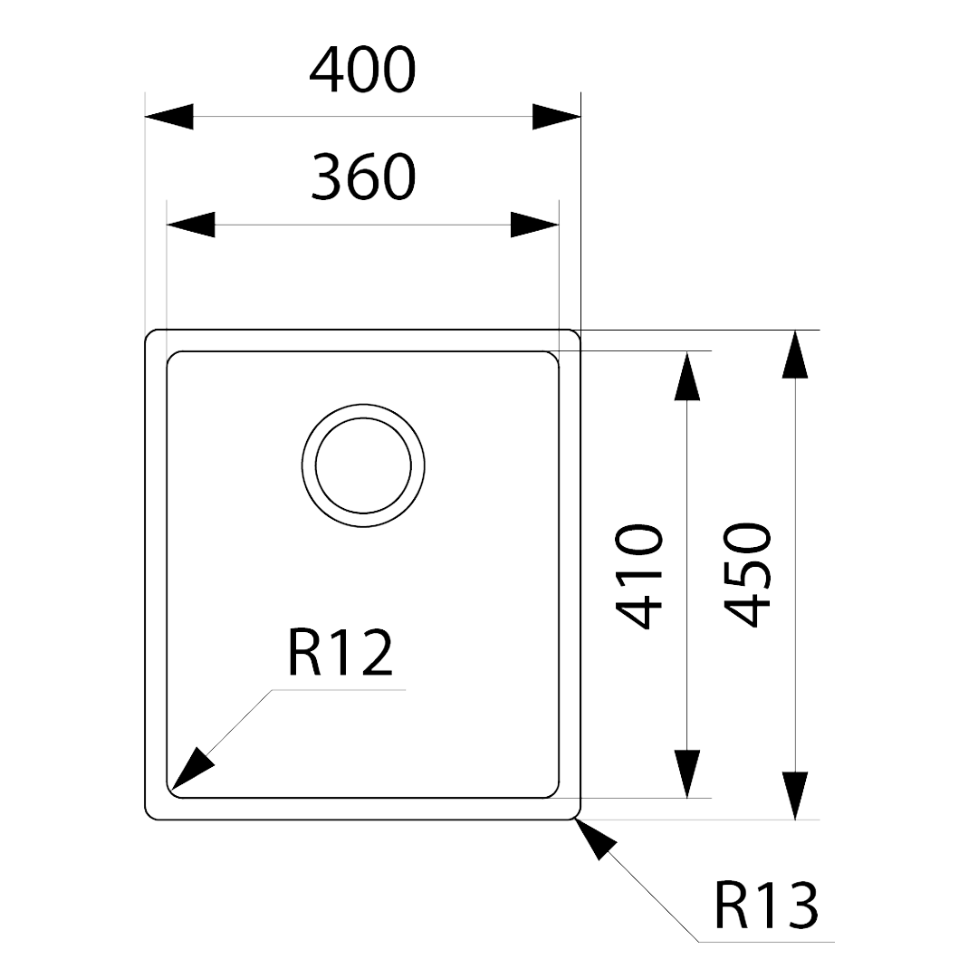 Franke Bolero BOX210-36 360mm Single Bowl Sink - Stainless Steel - BOX21036