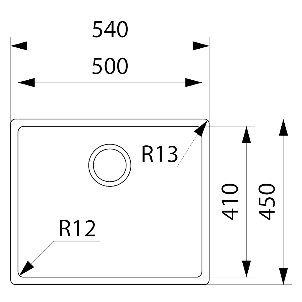 Franke Bolero BOX210-50 500mm Single Bowl Sink - Stainless Steel - BOX21050