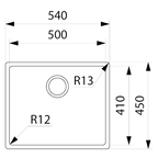 Franke Bolero BOX210-50 500mm Single Bowl Sink - Stainless Steel - BOX21050