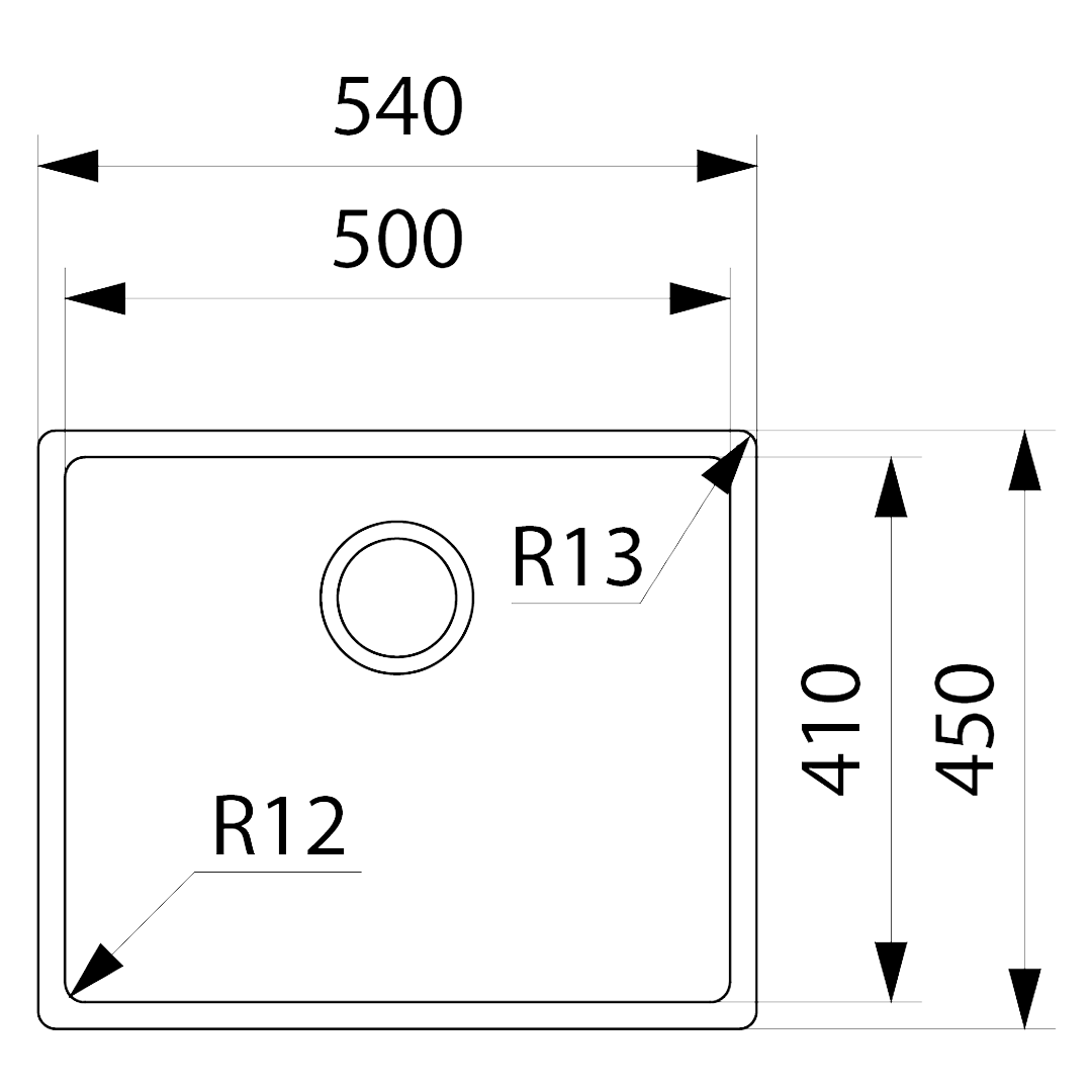 Franke Bolero BOX210-50 500mm Single Bowl Sink - Stainless Steel - BOX21050